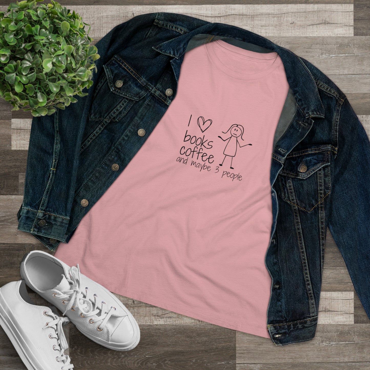 I Like Books, Coffee, & Maybe 3 People Premium Tee
