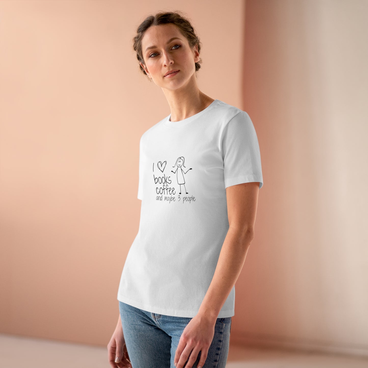 I Like Books, Coffee, & Maybe 3 People Premium Tee