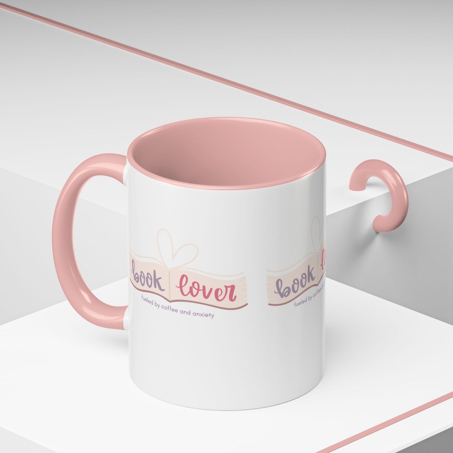 Book Lover: Fueled by Coffee & Anxiety Accent Coffee Mug (11, 15oz)