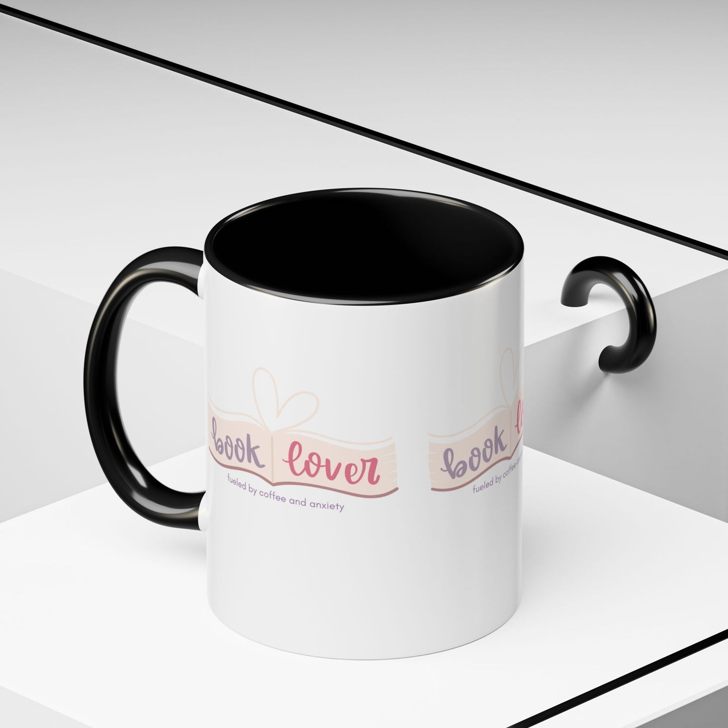 Book Lover: Fueled by Coffee & Anxiety Accent Coffee Mug (11, 15oz)