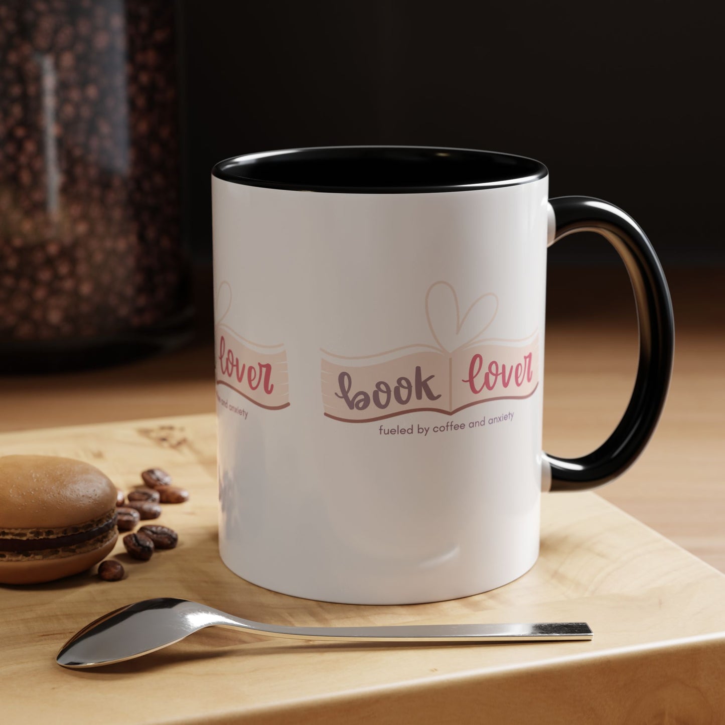 Book Lover: Fueled by Coffee & Anxiety Accent Coffee Mug (11, 15oz)