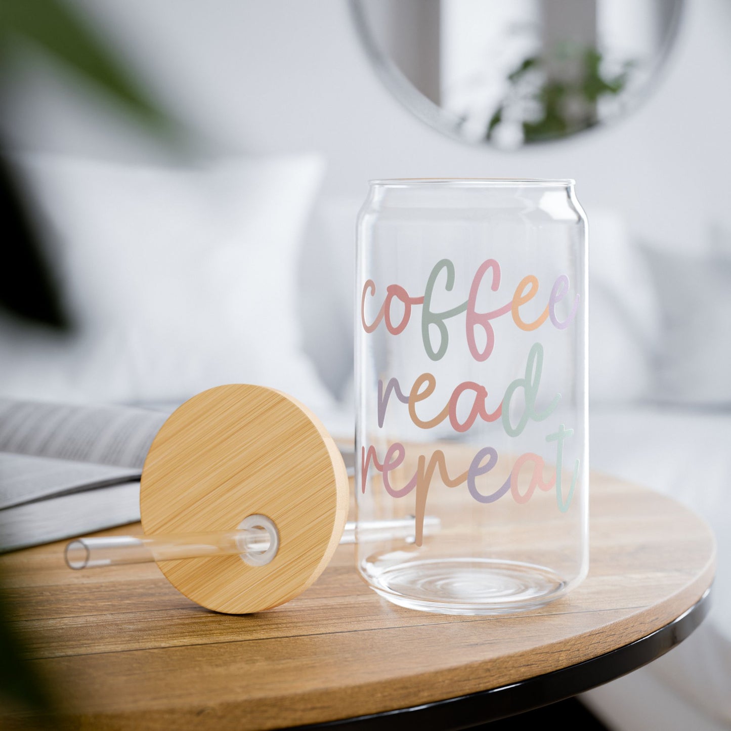 "Coffee Read Repeat" Glass Can, 16oz