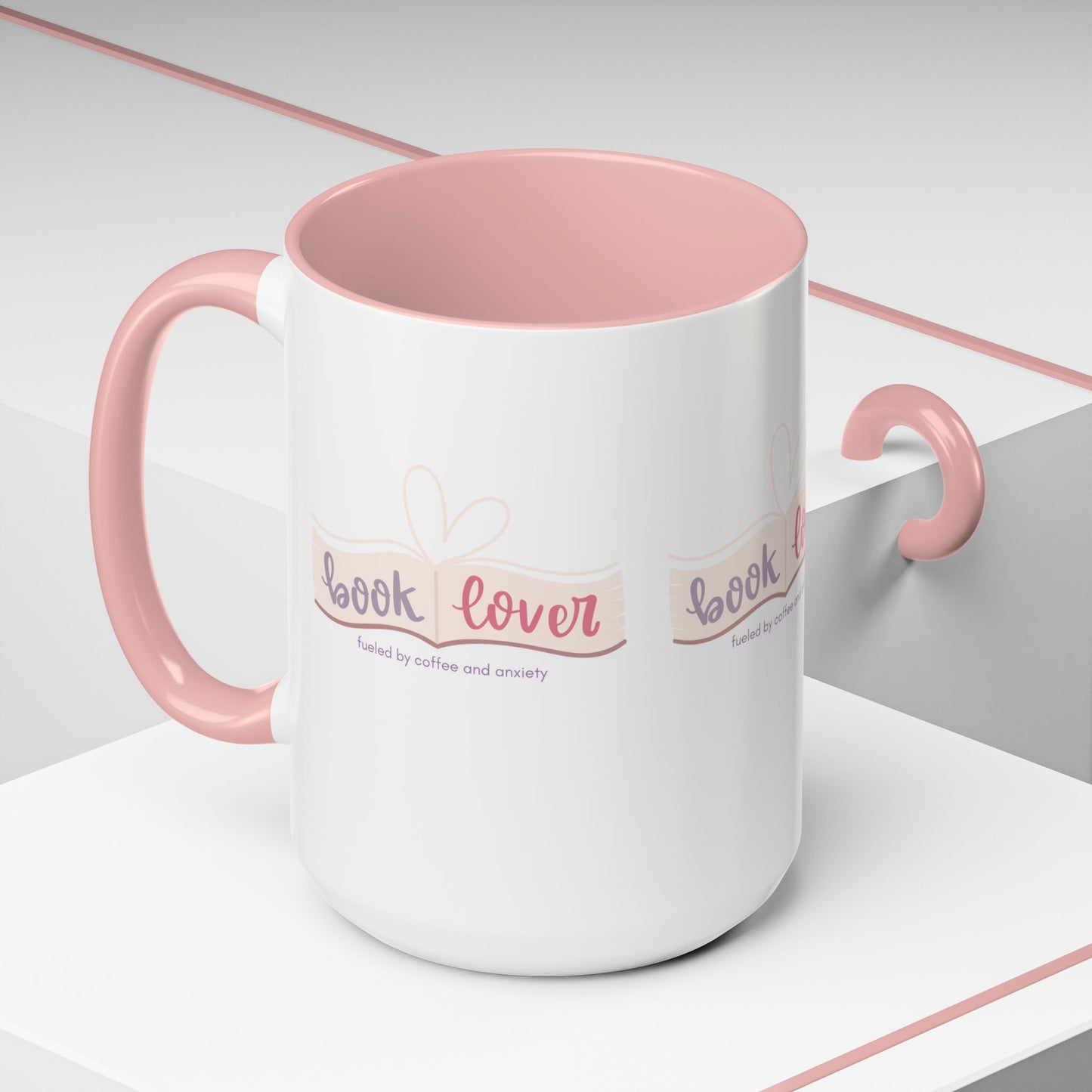 Book Lover: Fueled by Coffee & Anxiety Accent Coffee Mug (11, 15oz)