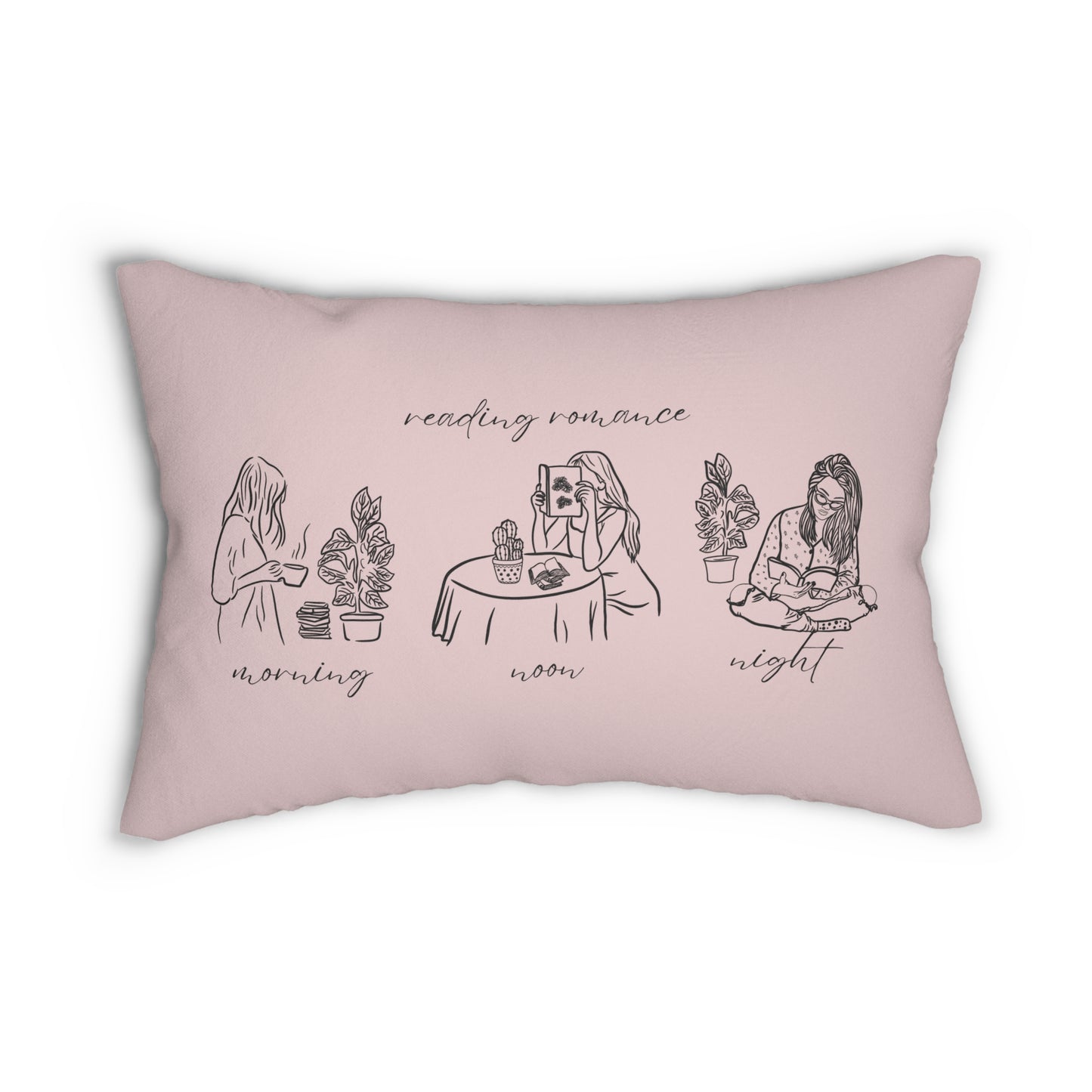 Reading Romance Lumbar Pillow